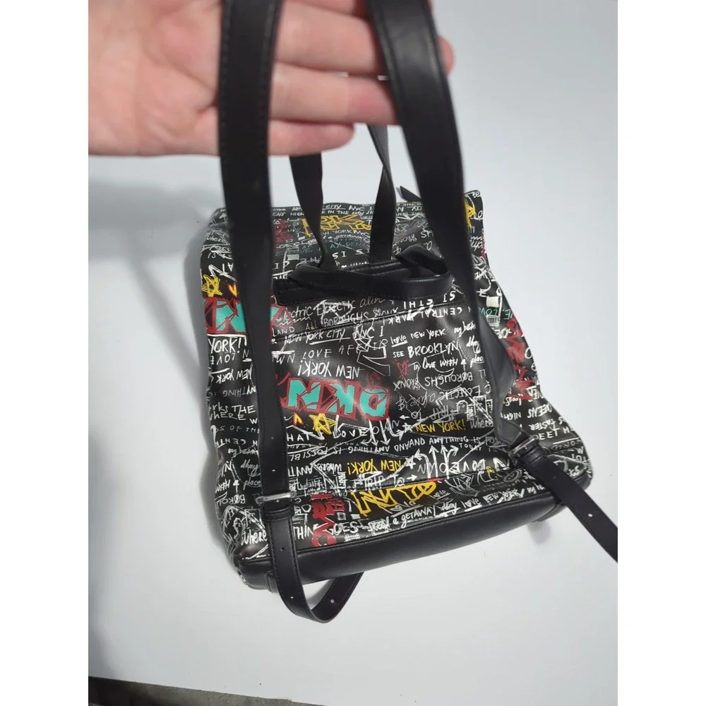 DKNY Tilly Graffiti Fold Over Backpack Purse Top Handle Zip Adjustable
